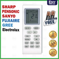 【FREE BATTERY AAA X2】UNIVERSAL REMOTE CONTROL GREE SHARP FUJIAIRE SANYO ELECTROLUX PENSONIC REPLACEM