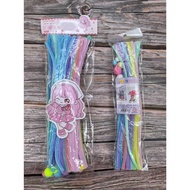 JLT 25/ 100pcs Macaron fuzzy wire with pompom balls