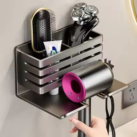 Wall Bathroom Organizer For Dyson Hair Cradle No Drill Hair Dryer Holder Hair Dryer Stand Storage Sh