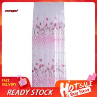 SUN_ 1 Sheet Window Gauze Rod Pocket Design Pastoral Translucent Beautiful Printing Sheer Curtain Home Decoration