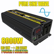 8000W Pure Sine Wave Power Inverter 12V 24V to 220V 50Hz 60Hz Voltage Transformer Car Home Converter