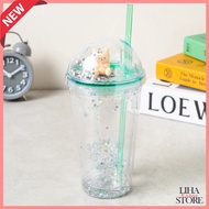 Teddy bear figures Straw Cup Tumbler 530ml Cute Cup