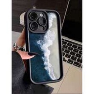 1ชิ้น เคสโทรศัพท์ TPU กันกระแทกลายทะเลสีฟ้าสร้างสรรค์เรียบง่าย เข้ากันได้กับ iPhone 17/17Pro/17ProMa