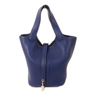 HERMES Clemence皮革Picotin PM手挽袋Bleu Saphir