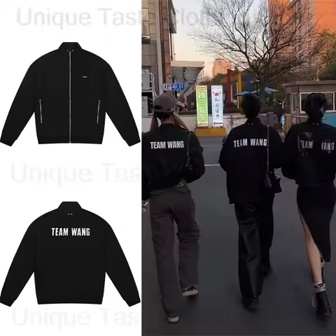 TEAM WANG Jacket Jackson Wang Same Letter Print Stand Collar Jacket First Generation High Quality Ve