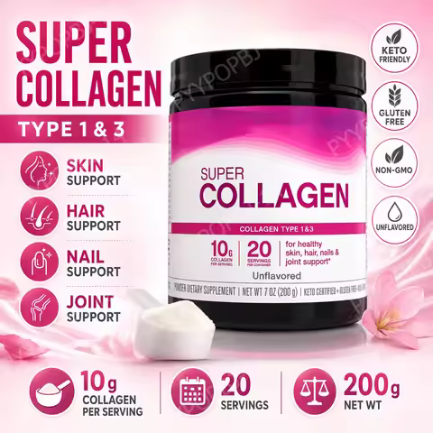 Super Collagen Powder Type 1 & 3 Hydrolyzed Bovine Collagen Supports Healthy Looking Skin Hair Nails