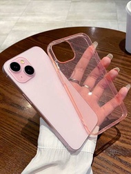 ROMWE 1 件簡約半透明粉紅閃光手機殼適用於 Iphone 11、iphone 13、iphone 14、iphone 15 和其他 Iphone 型號
