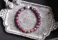 CaWaiiDaisy 閃耀鋰雲母+玫瑰石+紫水晶純銀手鍊16CM