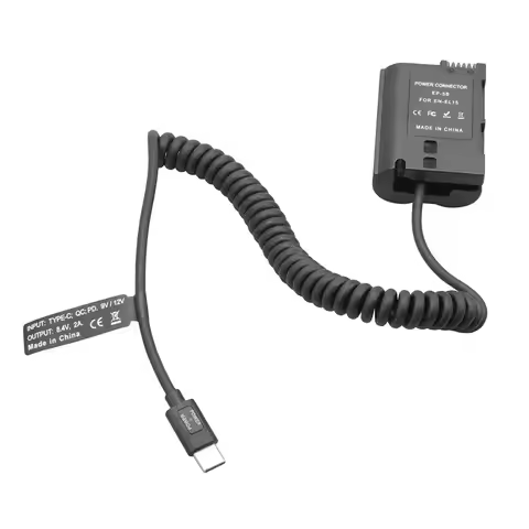 Highly Recommended-EL15 Dummy Coupler Battery Type-C Spring Cable For Nikon D500 D600 D750 D780 D850