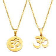 1pc Minimalist OM Symbol Pendant Necklace, Yoga Charm, Suitable For Men And Women, Buddhist Religiou