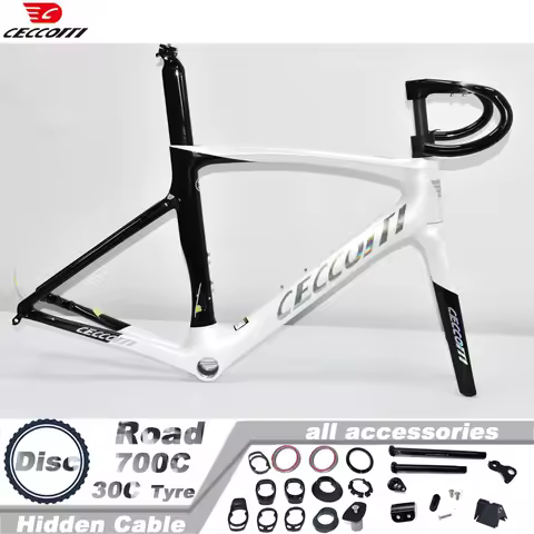 CECCOTTI RF27 Model Laser Logo Carbon Bicycle Frame with Handlebar T47BB Disc Brake Full Internal Ca