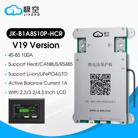 JIKONG B1A8S10P-HCR BMS HEAT CAN RS485 4S 5S 6S 7S 8S 12V 24V BATTERY WITH 1A ACTIVE BALANCE BMS lif