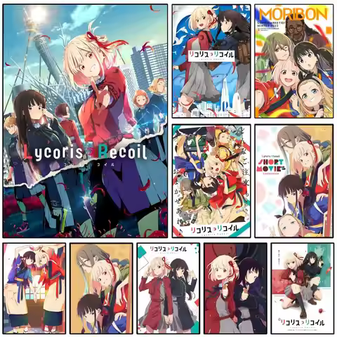 L-Lycoris Recoil Poster Self-adhesive Art Waterproof Paper Sticker Coffee House Wall Decor