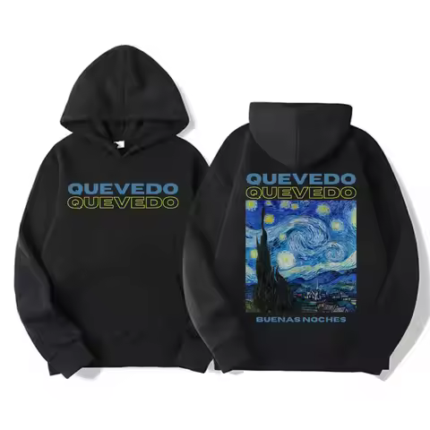 Quevedo Buenas Noches Album Graphic Hoodies Men's Fashion Hip Hop Oversized Sweatshirts Unisex Casua