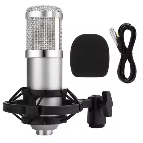 BM-800 Professional Condenser Microphone Kit Song Recorder Karaoke Mic Wired Retaining Clip Bracket 