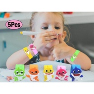 [✅READY]5Pcs Baby Shark Silicone Bracelets For Kids Day Gift Baby Shark Theme Party Supplies