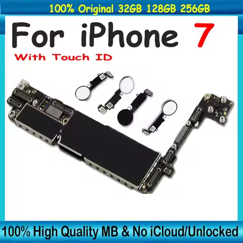 256GB Unlocked Logic Board For iPhone 7 Motherboard With Touch ID 128GB 32GB Full Chips For iPhone 7