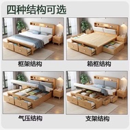 【Free Installation】HDB Storage Solid Wooden Bed Frame Tatami Storage Bed Single/Queen/King Bed/4 styles and 3 colors