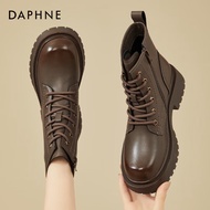 K-J Daphne Dr. Martens Boots Women's Platform Ankle Boots Fleece-lined Side Zipper Increased Commuting Female Boots46236