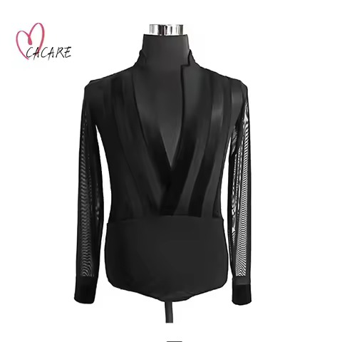 Leotard Bodysuit Mens Tops Shirts Latin Ballroom Waltz Modern Dance Competition Sports Costumes Unit