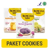 3 Flavor Cookie Package - Tropicana Slim Klepon Cookies, Hokkaido, and Korean Goguma Cookies - Low C