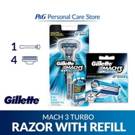 Gillette Mach 3 Turbo Razor + March 3 Blades (4 pieces)