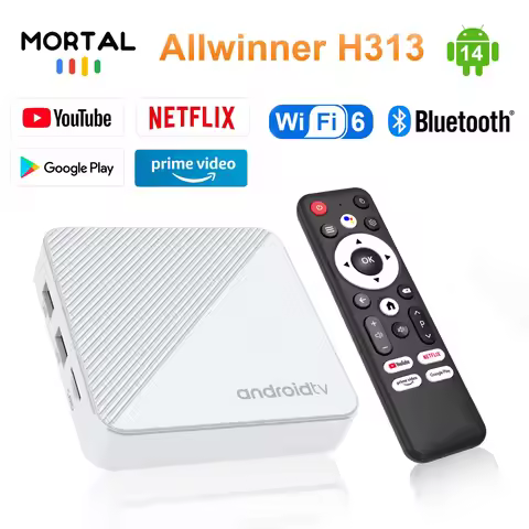 Mortal Smart TV Box Android14 T1X Google Voice NETFLIX Youtube Cortex A53 Support 4K HD WiFi 6 BT5 H