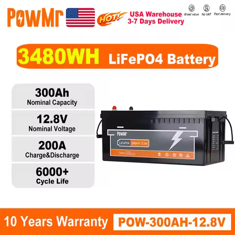PowMr LiFePO4 Battery 300AH 12V BMS Rechargeable Lithium Bateria Pack 6000 Cycle 3KW Solar Battery P