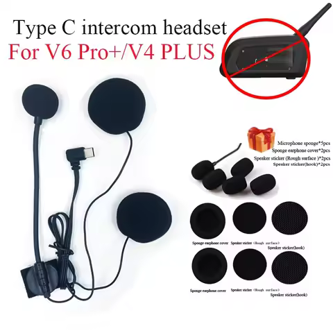 intercom cables Type c Headphones for ejeas v6 pro/v4 plus Motorcycle Bluetooth intercom headset acc