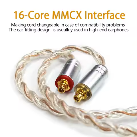 High Quality 16 Core Silver-Plating OCC HIFI Earphones Upgrade Cable With 0.78 2PIN and MMCX Plug fo