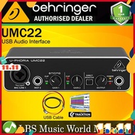 ❐Behringer UMC22 Audiophile 2x2 USB Audio Interface with Midas Mic Preamplifier (UMC 22)