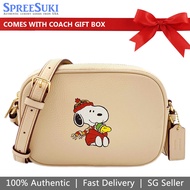 Coach Handbag In Gift Box Crossbody Bag Coach X Peanuts Mini Jamie Camera Bag With Snoopy Cuddle Motif Ivory # CF249