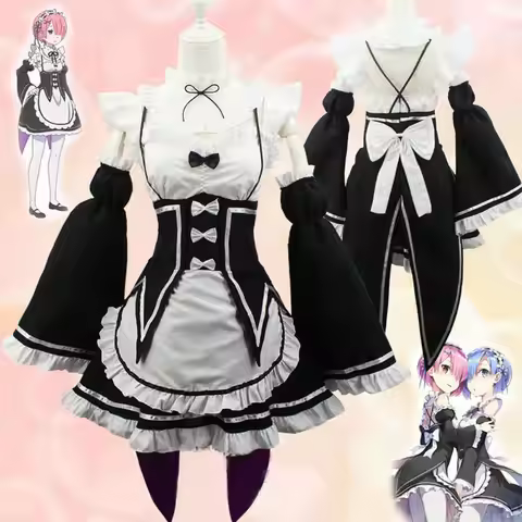 Anime Re:zero Kara Hajimeru Isekai Seikatsu Life in A Different World Ram Rem Cosplay Costume Girls 