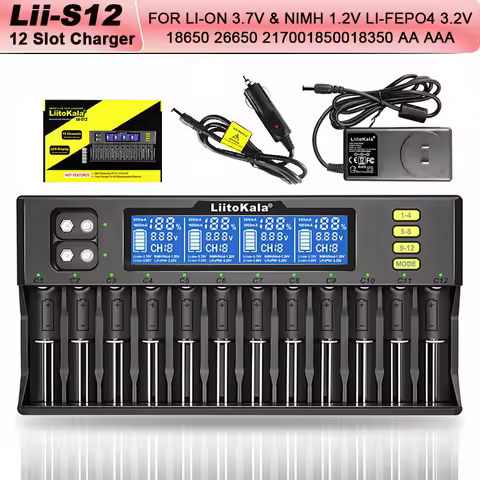 LiitoKala Lii-S12 Lii-S8 Lii-PD4 Lii-PD2 Lii-500S 3.7V 18650 18350 Battery Charger Auto-Polarity Det