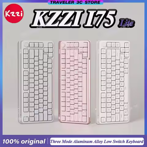 KZZI I75 Lite Low Switch Mechanical Keyboard For Gaming Office Three Mode CNC Aluminum Alloy Multifu