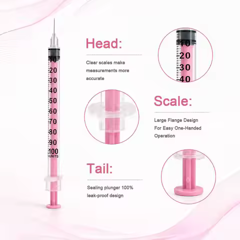 Veterinary Insulin Syringe, Anti-leak Piston,30G 31G Needle 0.5ml 1ml for Pets Disposable Insulin Sy