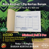 (5 Pcs) Nota Kontan Mini 1 ply isi 50 lembar 10.5x8cm Bahan Kertas Buram/Koran & Kertas HVS