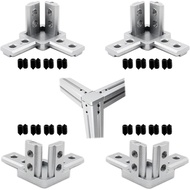 4PCS Silver Aluminum Profile Connector,TTZEZE 3030Series 3-Way End Corner Bracket Solid Connector wi