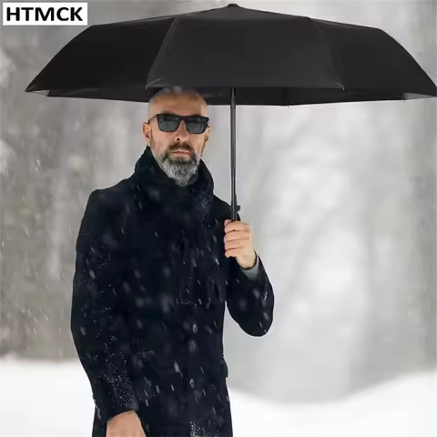 8 Bone Auto Open Close Fold Umbrella Vinyl UV Block Sun Rain Dual Use Windproof Portable Parasol Red