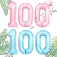 107cm Digital Aluminum Film Balloon Baby Hundred Days Banquet 100 Days Macaron Pink Blue Decoration 