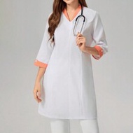 Plain Color Block Long Sleeve Button Simple Casual Nurse Dress Set Scrub Set Nurse Dresses Scrub Top