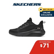 Skechers Online Exclusive Women BOBS Sport Squad Waves Ocean Tides Shoes - 117472-BBK Memory Foam Vegan 50% Live