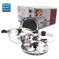 [Support Gas/Induction Stove] CHENNAI Stainless Steel 10 Idly Cavity Pot Steamer Pot with Steamer Pl