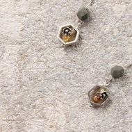 六角蜂格 | 自然探索 // 鈦晶圖畫石設計款純銀耳環 //