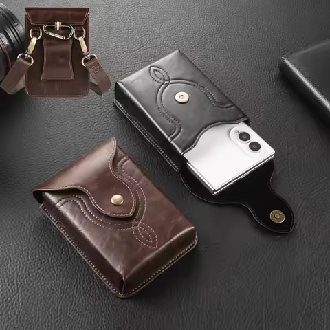 Crossbody Mobile Phone Leather Bag for iPhone Fold Samsung Galaxy Z Fold8 Huawei Pura X Max Phone Ba
