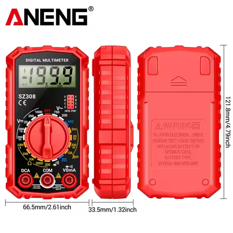 ANENG SZ308 Tester 1999 Counts Voltmeter Meter 10A Current Multitester HFE Triode Square Wave Multim