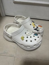 White Crocs platform clogs shoes 厚底鞋