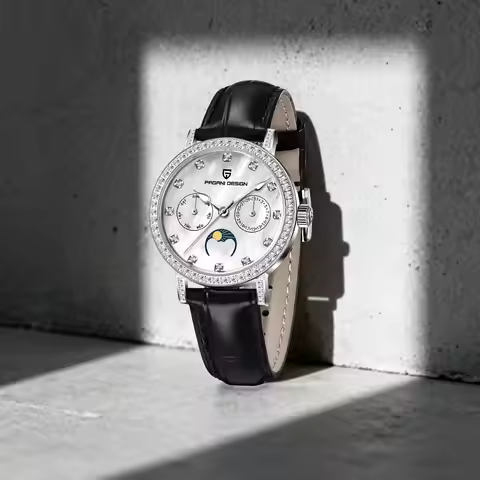 PAGANI DESIGN Ladies High-Definition Quartz Watch Elegant All-Match Style Leather Week Display Multi