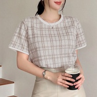 เสื้อคอกลม แขนสั้น ลายสก๊อต