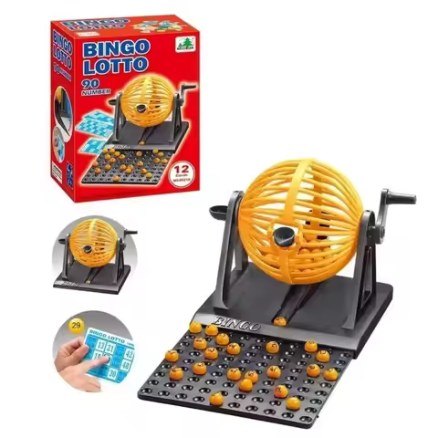 Deluxe Bingo Game Set with Cage Bingo Game Set Lottery Machine Mini Chips Pretend Perfect for Family